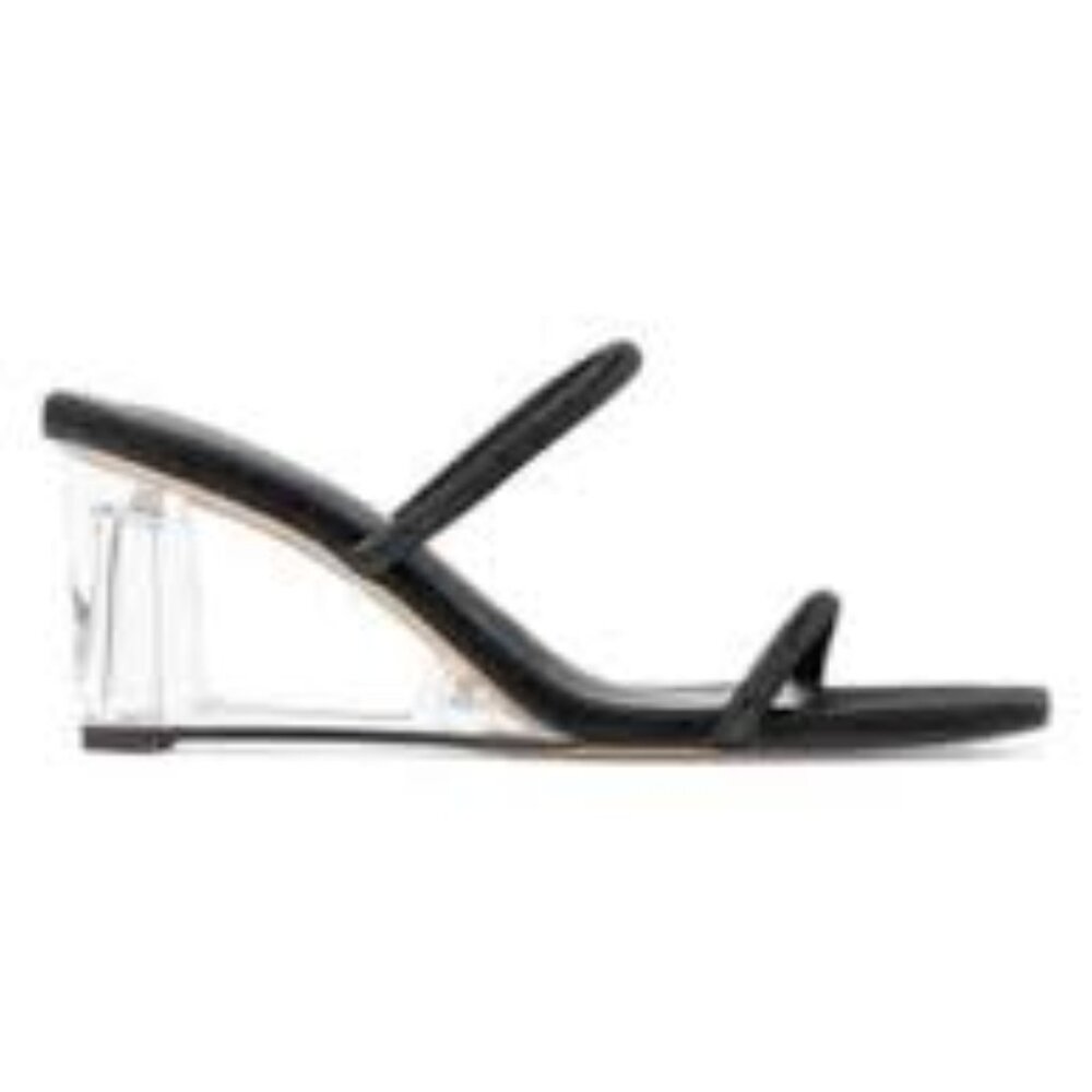 NWT - Gabrielle Union Hilaria Clear Wedge Sandals Black Size 8